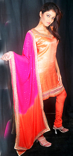 Pink-Orange Zardosi