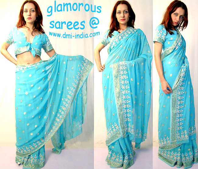 Crystal Turquoise Sari