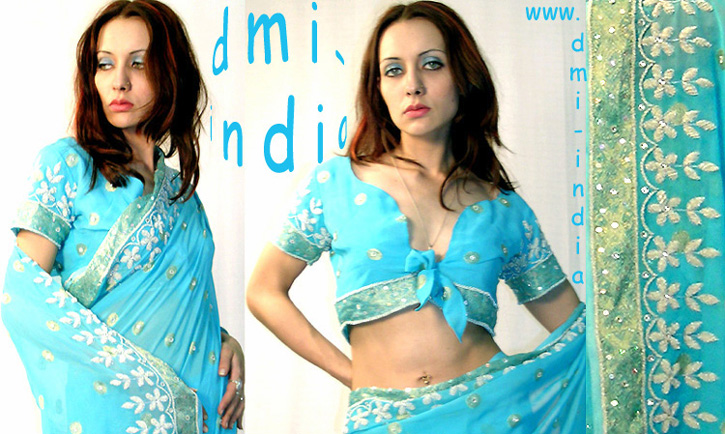 Crystal Turquoise Sari